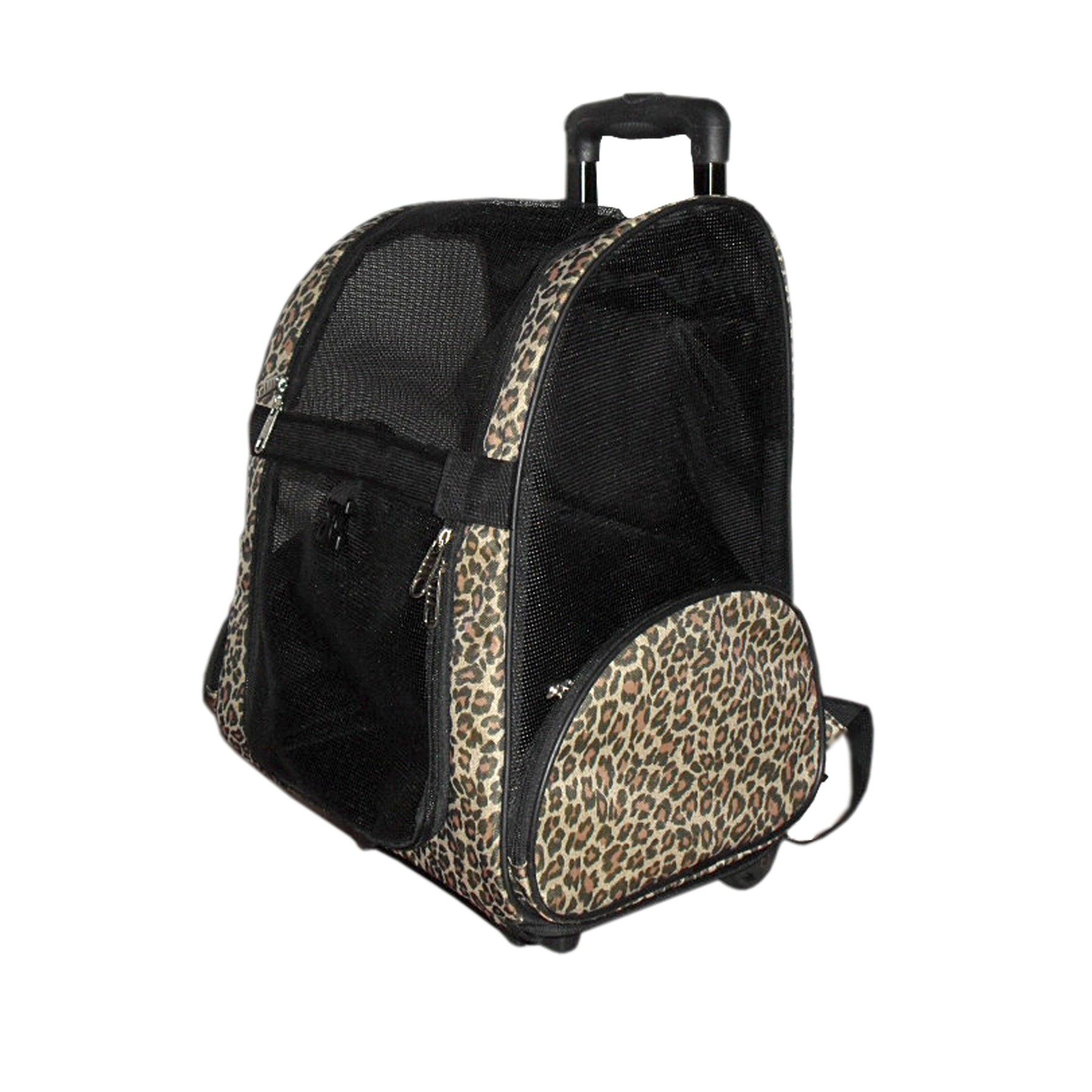 Leopard pet carrier on  wheels